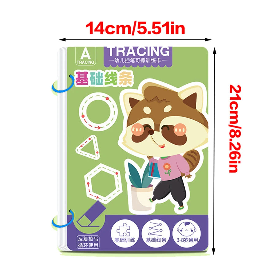 Reusable Toddler Tracing Workbook – Magical Pen Control Practice, Drawing & Writing Educational Copybook for Early Learning