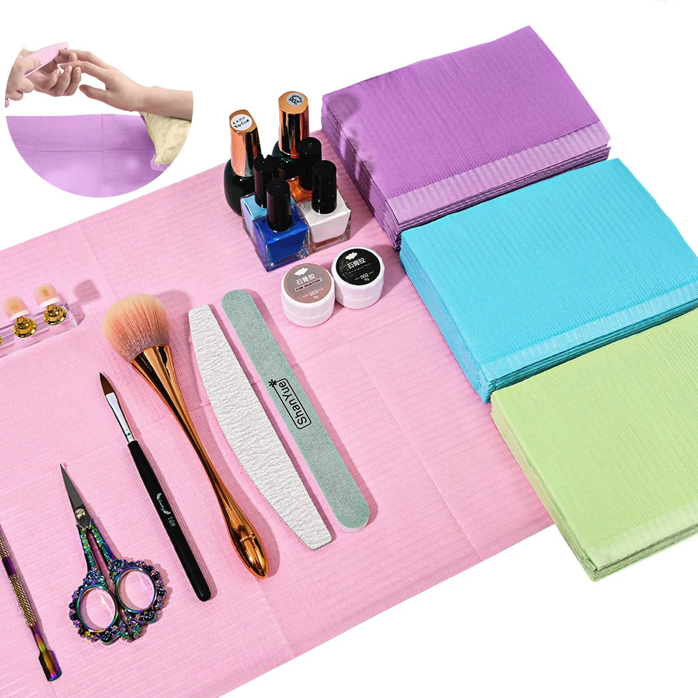 20pcs Disposable Nail Art Table Mat – Waterproof Manicure Tray Liners, Tattoo Cleaning Pads & Salon Protection