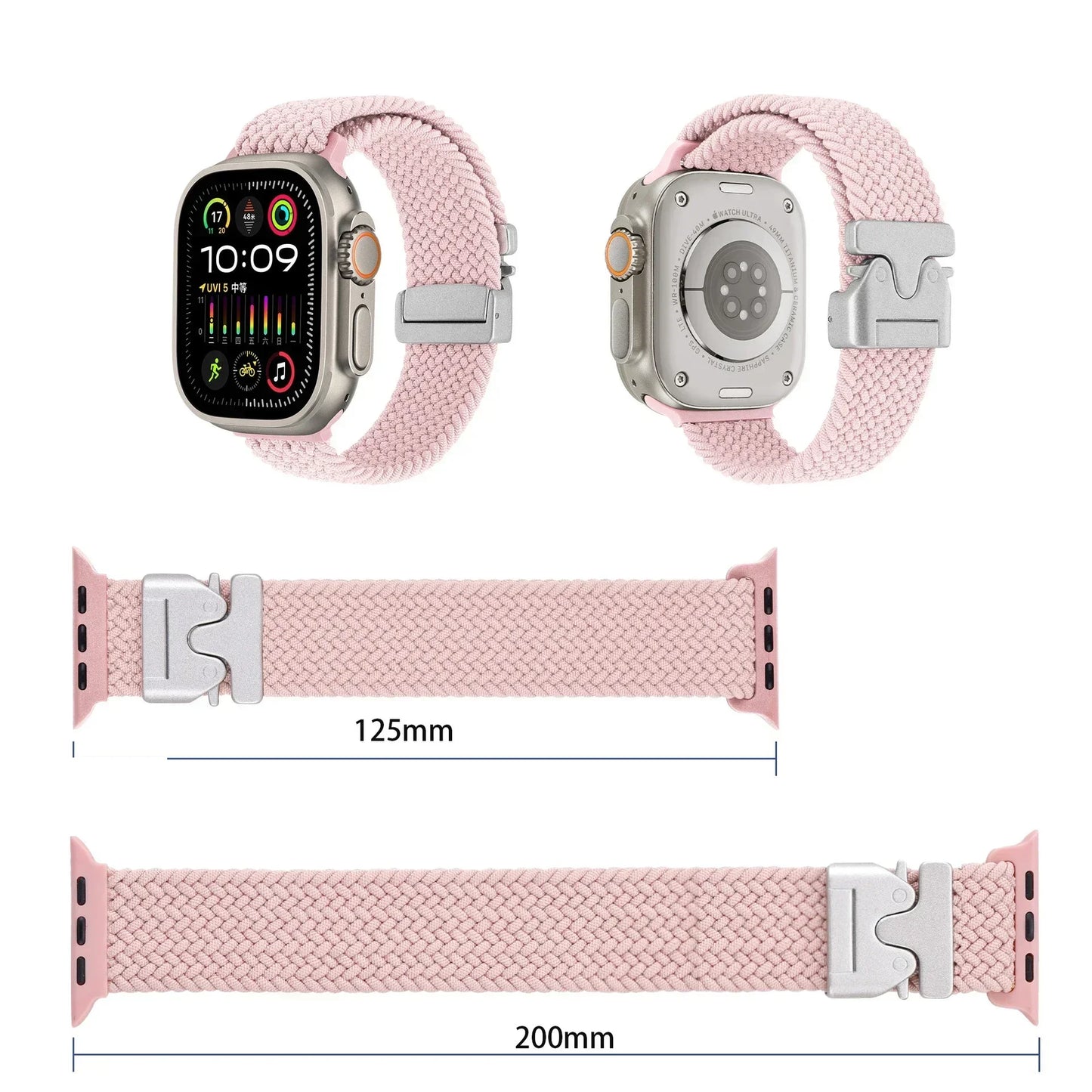 Parachute Strap for Apple Watch – Braided Nylon Band Compatible with Series 10, 9, 8, 7, 6, 5, SE, Ultra (41mm, 44mm, 45mm, 46mm, 49mm)