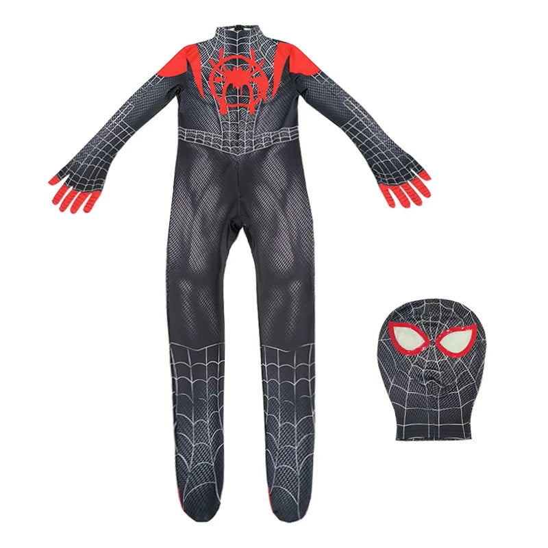 2025 Spiderman Cosplay Jumpsuit – Miles Morales Superhero Zentai Costume for Boys & Girls, Halloween Carnival Fantasy Bodysuit
