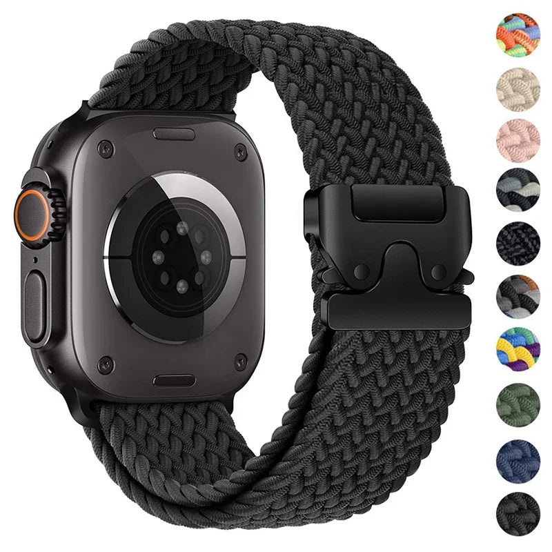 Parachute Strap for Apple Watch – Braided Nylon Band Compatible with Series 10, 9, 8, 7, 6, 5, SE, Ultra (41mm, 44mm, 45mm, 46mm, 49mm)