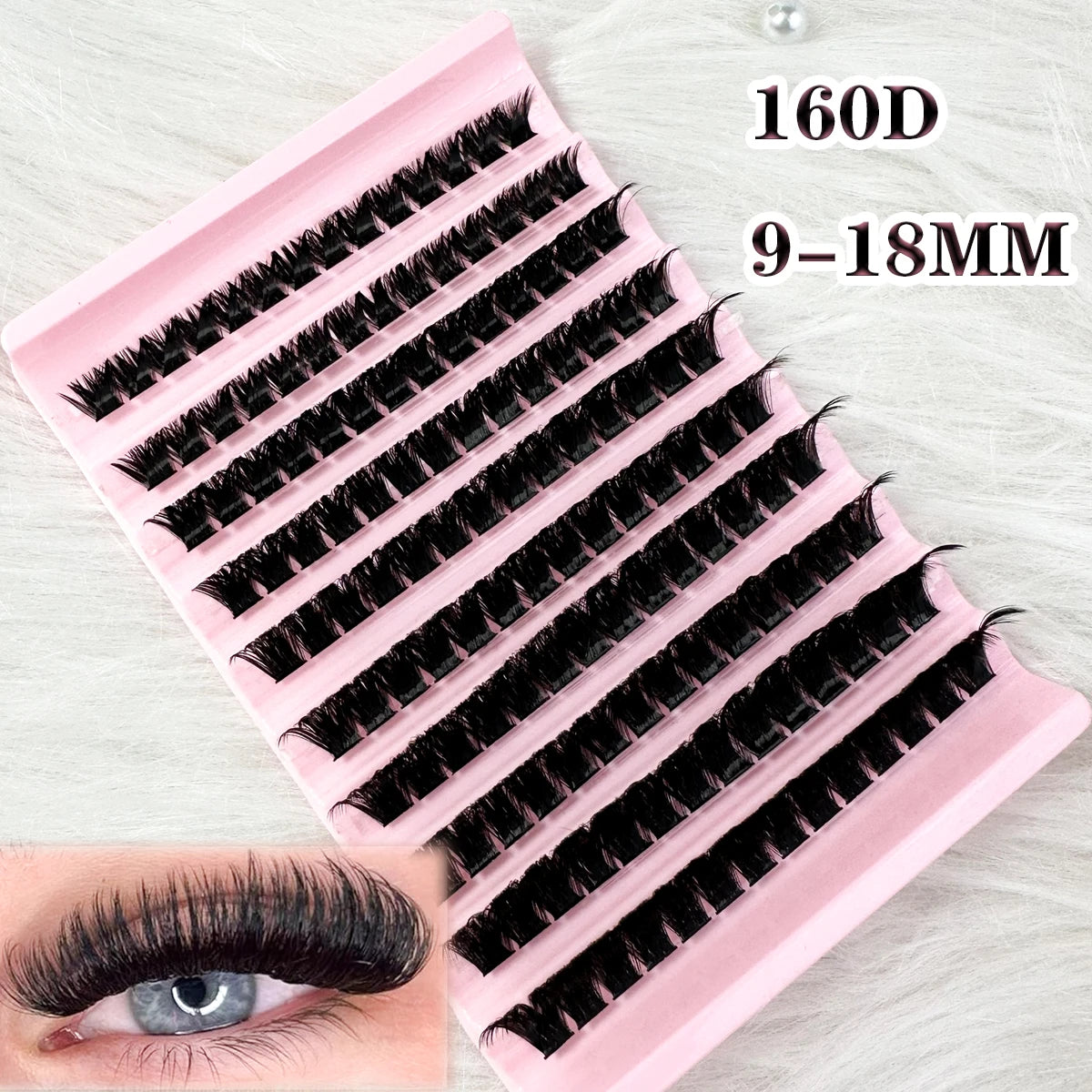 160D 10-Row Individual Faux Mink Lashes – Natural-Look Eyelash Extensions for Volume, Clusters