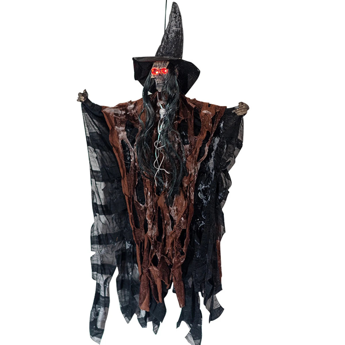 1PC Halloween Horror Prop – Sound-Activated Haunted House Decoration with Skull, Ghost Head & Hanging Mini Ghost – Spooky Party