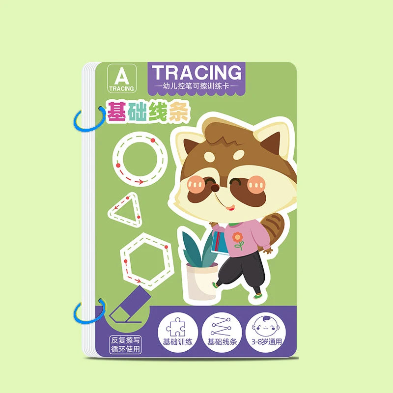 Reusable Toddler Tracing Workbook – Magical Pen Control Practice, Drawing & Writing Educational Copybook for Early Learning