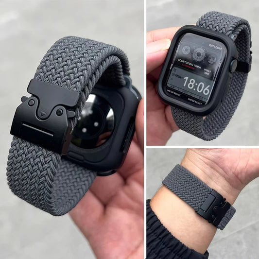 Parachute Strap for Apple Watch – Braided Nylon Band Compatible with Series 10, 9, 8, 7, 6, 5, SE, Ultra (41mm, 44mm, 45mm, 46mm, 49mm)