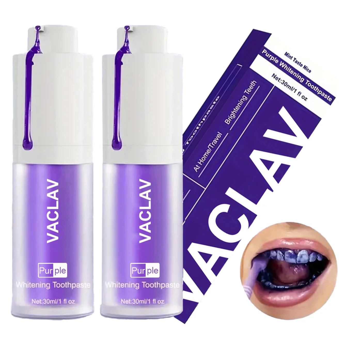 Vaclav Purple Toothpaste Teeth Whitening Clean Colour Corrector Tooth Stain Removal Tooth Paint Booster Brightness Reduce Yellow