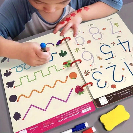 Reusable Toddler Tracing Workbook – Magical Pen Control Practice, Drawing & Writing Educational Copybook for Early Learning
